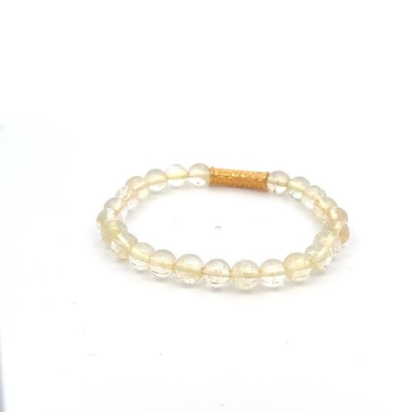 18K Gold Tube Lucky Charm Bracelet Gemstones November Birthstones Citrine 6mm - Picture 3 of 3